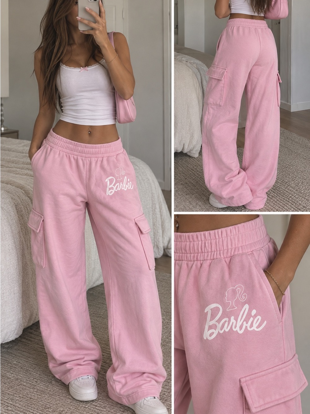 Barbie Pink Cargo Sweatpants